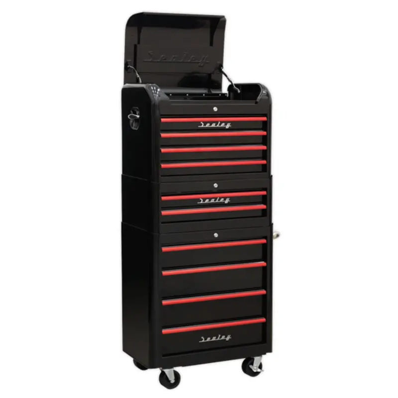 Sealey Ap28Combo2Br Retro-Style 10-Drawer Rollcab – Black & Red Design 1