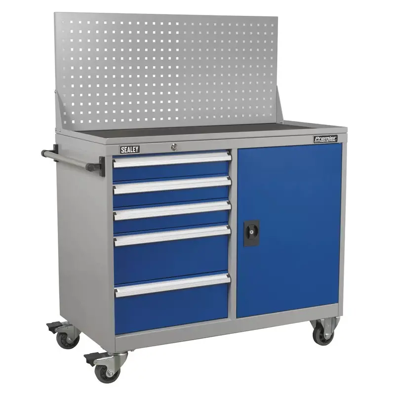 Sealey Api1103A Industrial Mobile Workstation With Five Drawers And Single-Shelf Locker 1