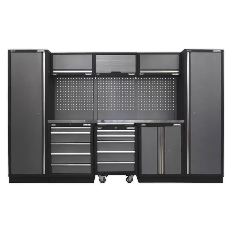 Sealey Apmsstack03Ss Modular Garage Storage Kit – 3.2M Configurable System With Stainless Worktop 1