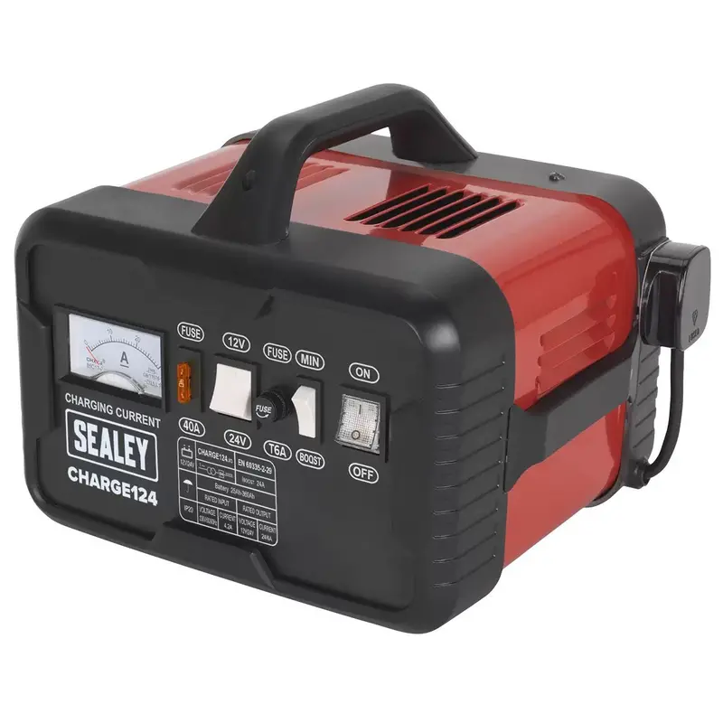 Sealey Charge124 28A Smart Battery Charger – Compatible With 12V And 24V Lead-Acid Batteries 1