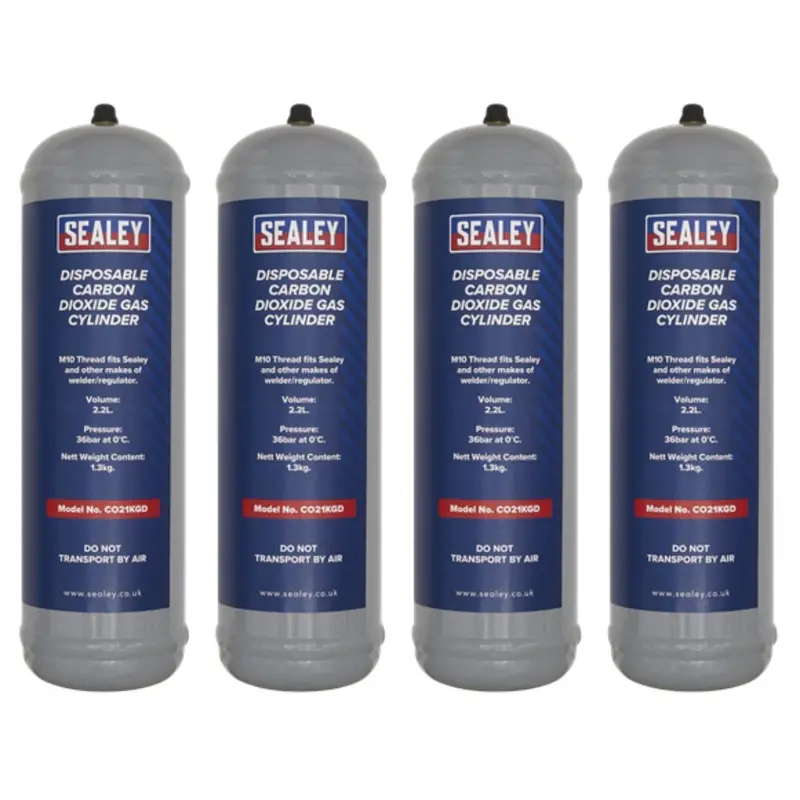 Sealey Co21Kgd4 Pack Of 4 Disposable Co₂ Gas Cylinders For Workshop Use 1