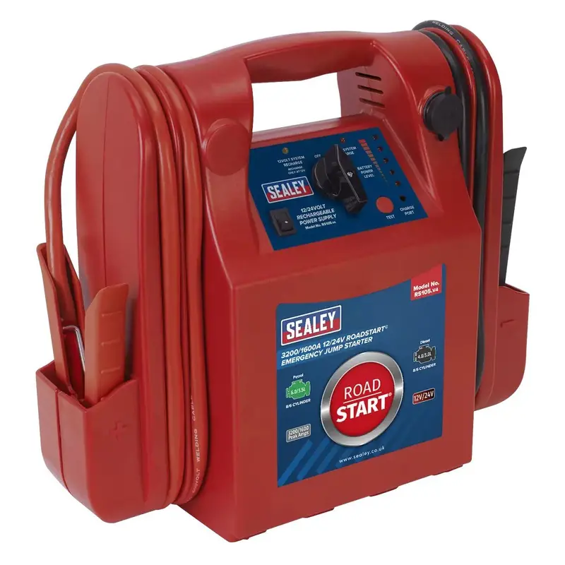 Sealey Rs105 Dual-Voltage (12V/24V) Heavy-Duty Jump Starter – 3200A/1600A Peak 1