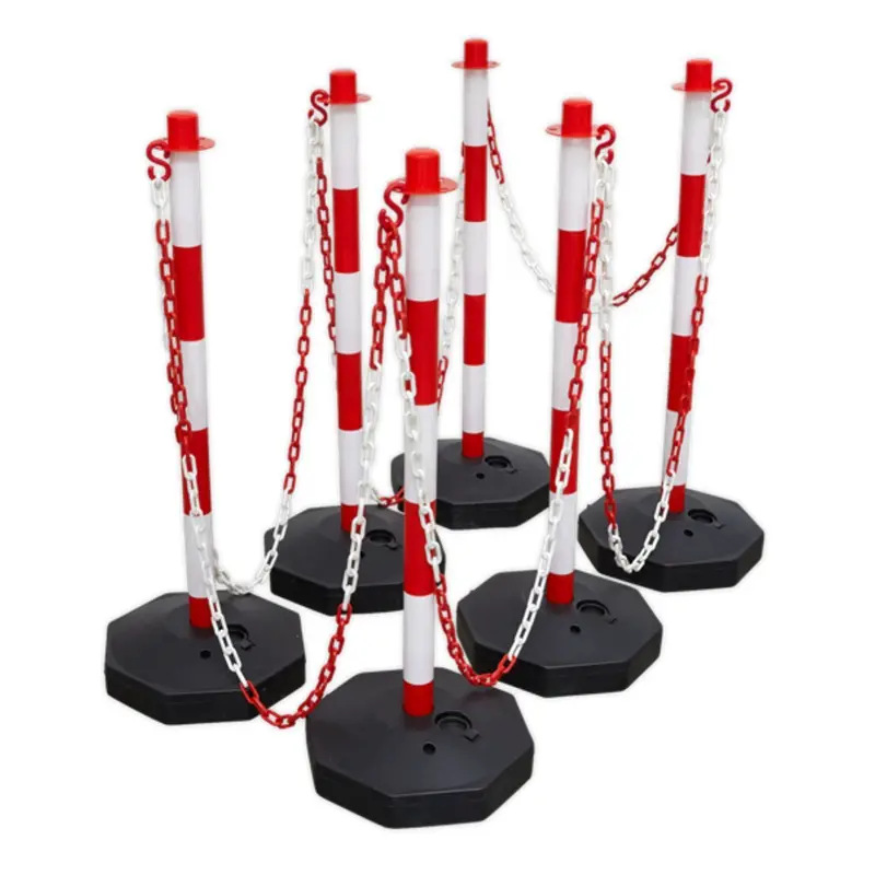 Sealey Rwsbkit 25-Metre Red-And-White Barrier Post And Chain Safety Kit 1