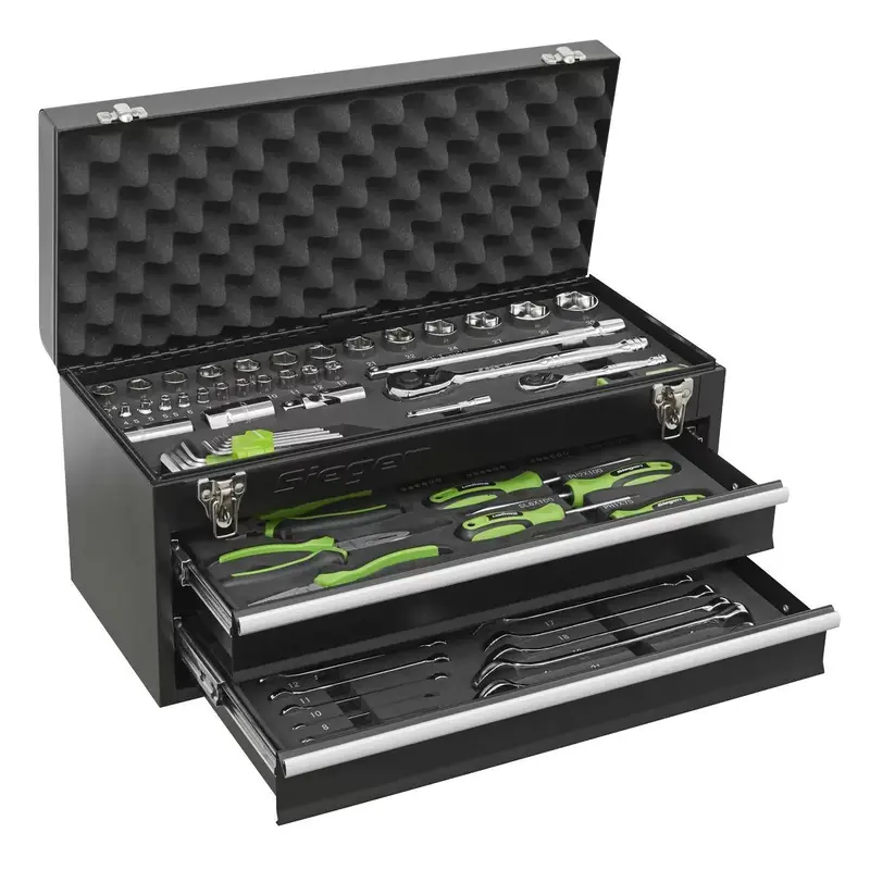 Sealey S01055 Portable 2-Drawer Tool Chest With 90-Piece Mechanic'S Kit 1