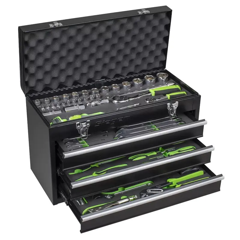 Sealey S01266 Siegen 3-Drawer Portable Tool Chest – 98-Piece Comprehensive Workshop Kit 1