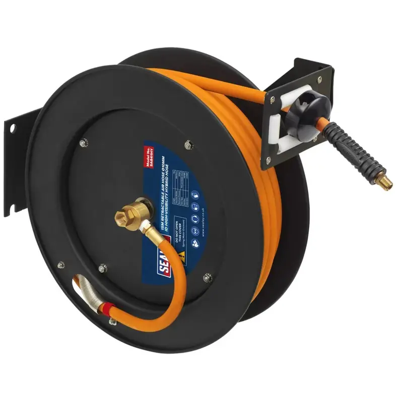 Sealey Sa841Hy – 15M High-Visibility Retractable Hybrid Air Hose With Metal Reel (10Mm) 1