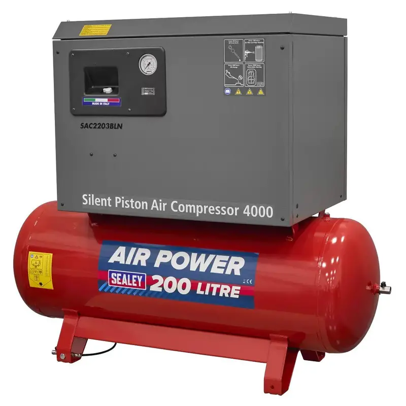 Sealey Sac2203Bln 200L Low-Noise Belt-Drive Air Compressor With Cast Cylinder – 230V, 16A 1