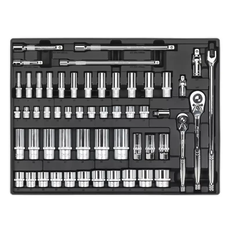Sealey Tbt31 Dual-Drive Socket Tray – 55Pc (3/8″ & 1/2″ Sq Drive) 1