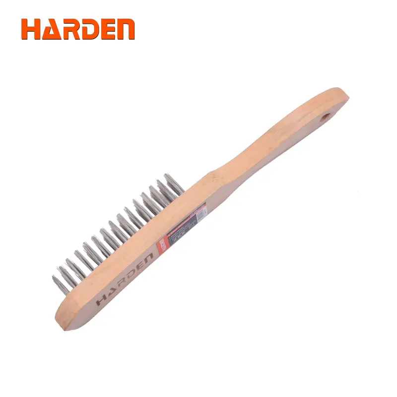 Stainless Steel Wire Brush – Wooden Handle, 4-Row Bristles 1