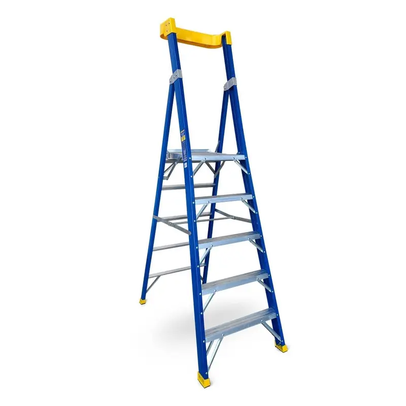 Step-Up Fiberglass Platform Ladder – 1.5 M (5 Ft), 5-Step Industrial Safety Ladder 1