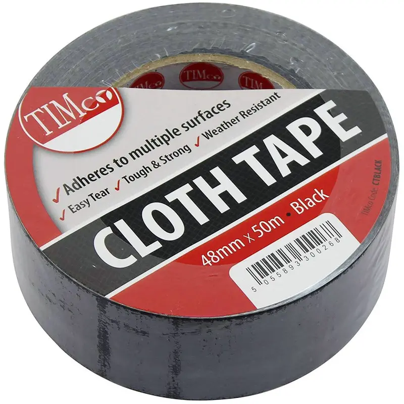 Timco Ctblack Heavy-Duty Black Cloth Tape – 48Mm × 50M 1