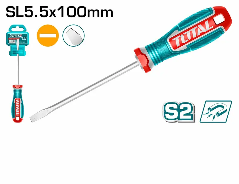 Total 100Mm Slotted Screwdriver – 5.5Mm Blade, Precision Fit, Tsdsl5100 1