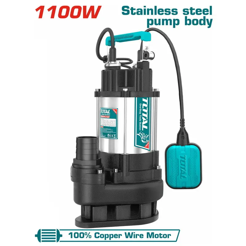 Total 1100W Sewage Pump – 1.5 Hp, Dual-Float Switch Enabled (Model Twp7110016) 1