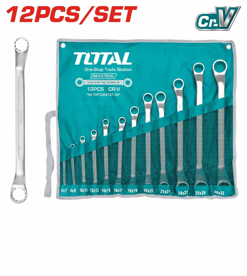 Total 12-Piece Offset Ring Spanner Set – Metric Sizes – Tht1024121 1