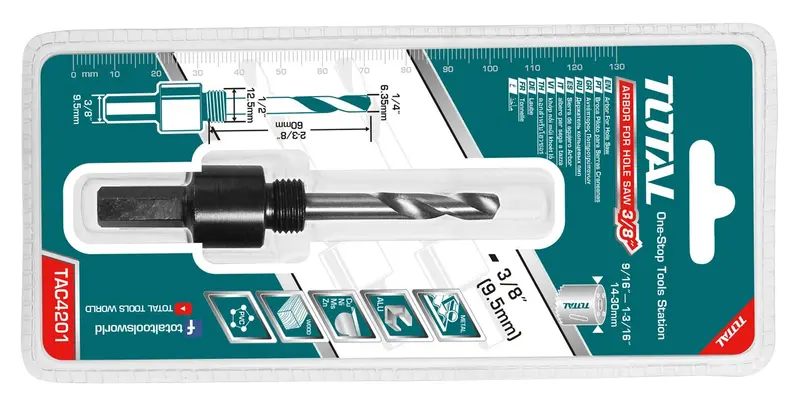 Total 3/8-Inch Arbor For Hole Saws – Quick-Change Design – Tac4201 1
