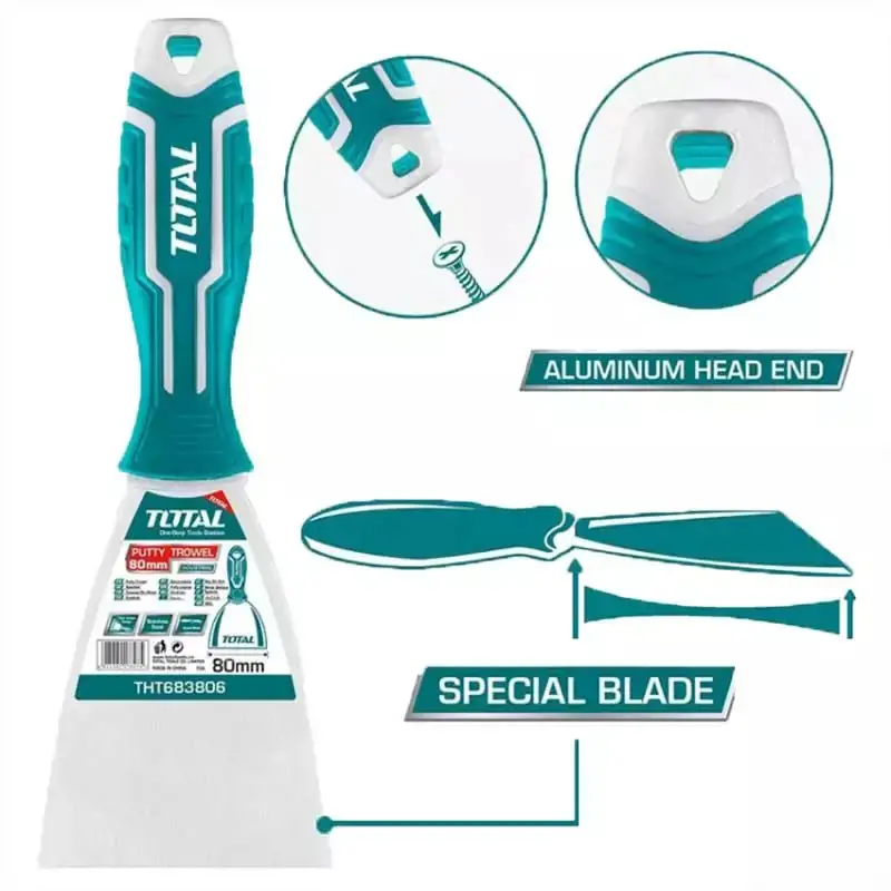 Total 3-Inch Lightweight Aluminum Putty Trowel – Tht683806 1