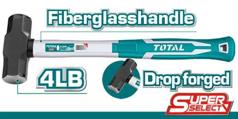 Total 4 Lb Sledge Hammer – Balanced Weight Distribution & Shock-Absorbing Grip (Model Tht79046) 1