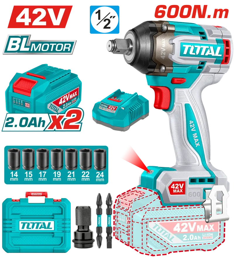 Total 42V High-Torque Cordless Impact Wrench – Tiwli42602 1