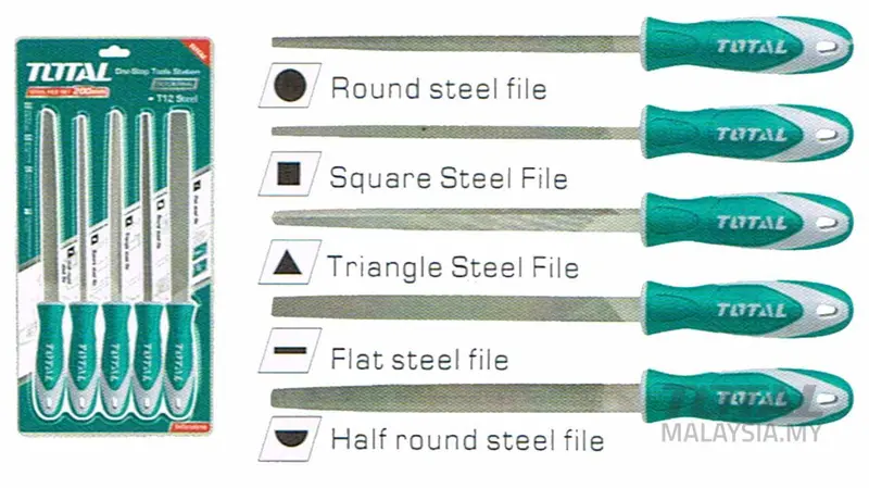 Total 5-Piece Steel File Set – Assorted Shapes & Coarseness Grades (Model Tht918516) 1