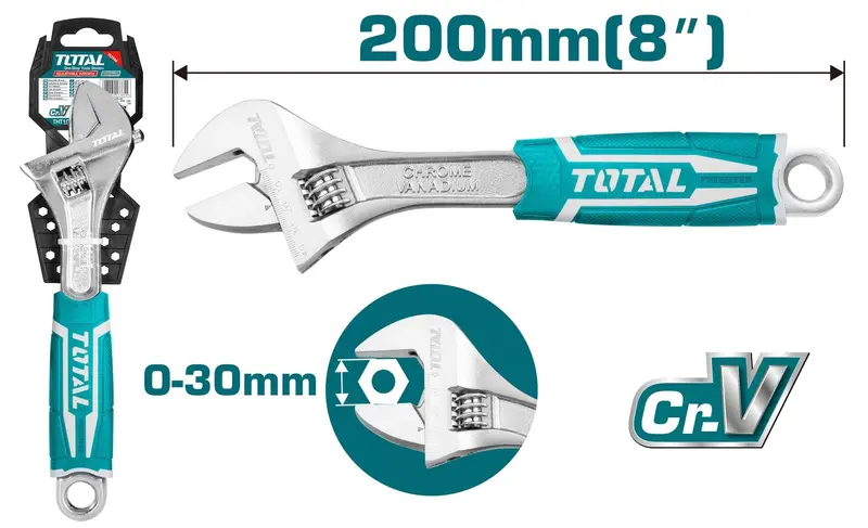 Total 8-Inch Adjustable Wrench – Precision Gear-Driven Design (Model Tht101086) 1