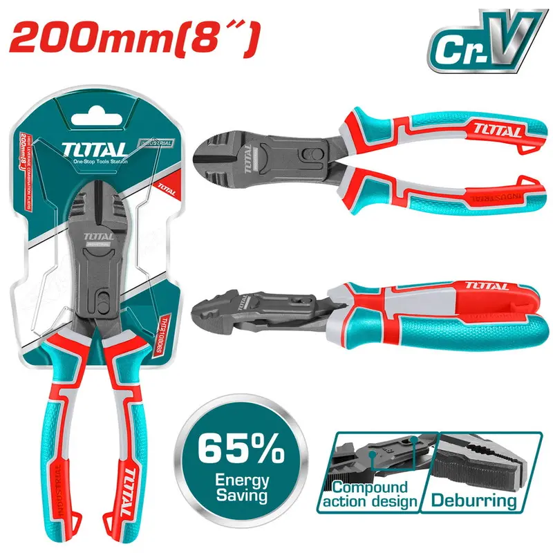 Total 8-Inch Compound-Action Diagonal Cutting Pliers – Thtc530806 1