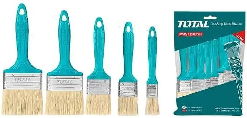 Total 8-Piece Premium Paint Brush Set – Natural Bristle & Synthetic Blend (Model Tht8450801) 1