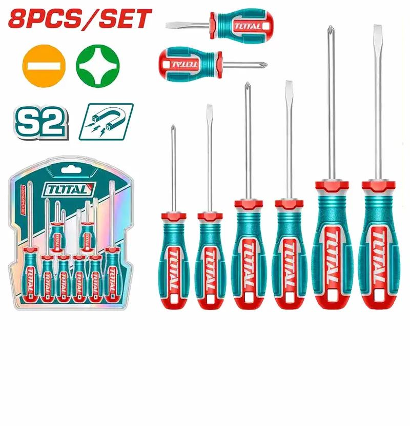 Total 8-Piece Standard Screwdriver Kit – Ergonomic Handles, Tksds0826 1