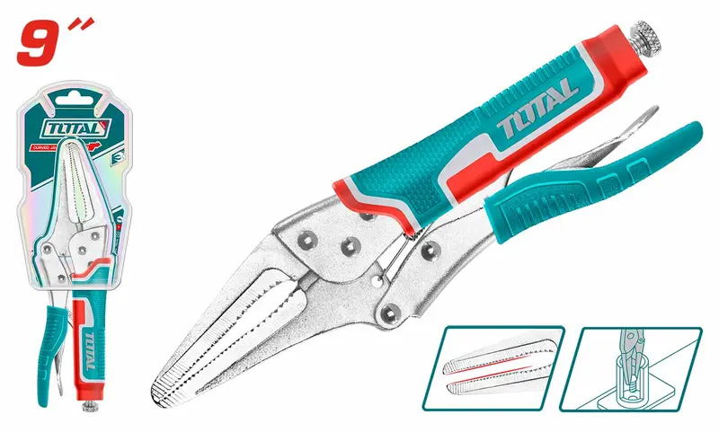 Total 9-Inch Long-Nose Locking Pliers – Adjustable Grip For Tight Spaces – Tht19902 1