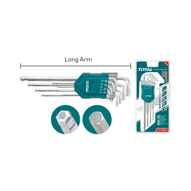 Total 9-Piece Extra-Long Ball-End Hex Key Set – Premium Steel, Tht106292 1