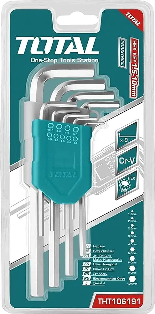 Total 9-Piece Long-Arm Hex Key Set – Durable Chrome-Vanadium Alloy (Model Tht106191) 1