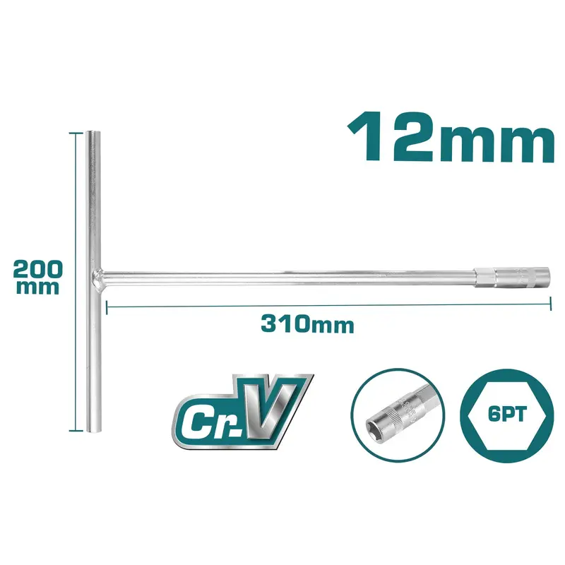 Total Compact T-Handle Socket Wrench – 12 Mm Drive (Thtsw1206) 1