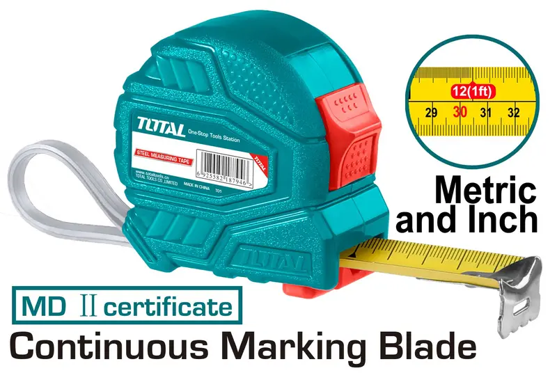 Total Heavy-Duty Steel Tape Measure – 5M × 25Mm, Model Tmt126352 1