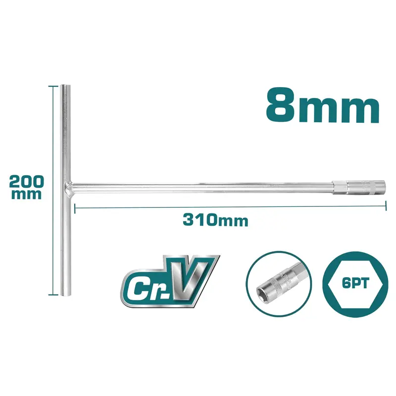 Total Precision T-Handle Socket Wrench – 8 Mm Drive (Thtsw0806) 1