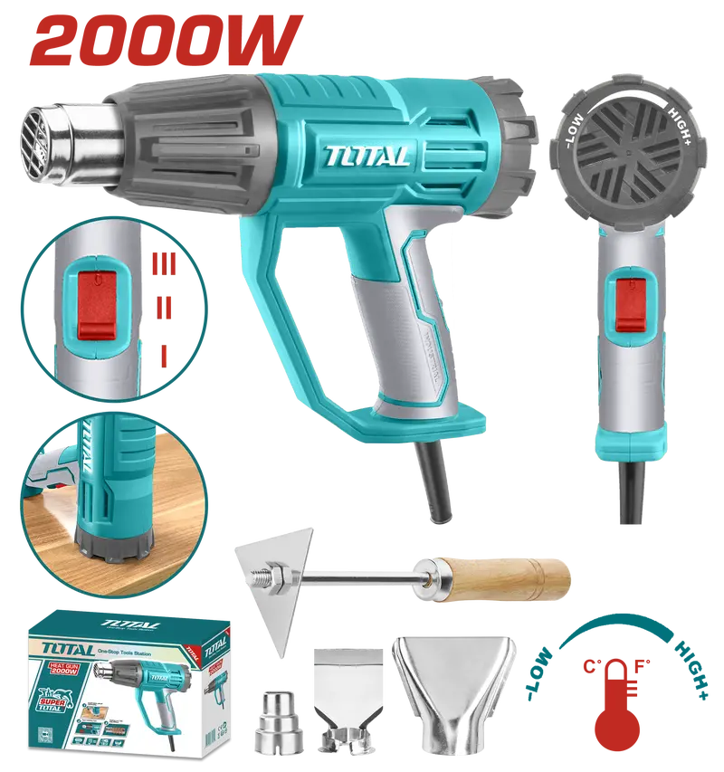 Total Tb20045 2000W Adjustable Heat Gun – Industrial Duty With Multiple Nozzles 1