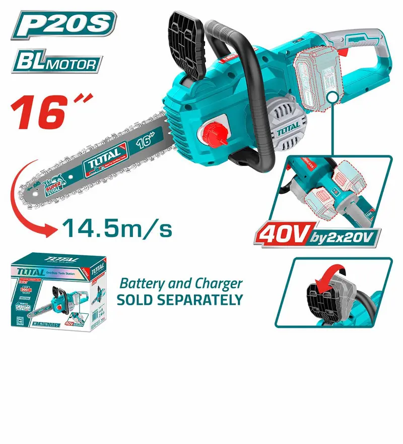 Total Tgsli40168 40V Brushless Cordless Chainsaw – 16-Inch Bar For Efficient Cutting 1