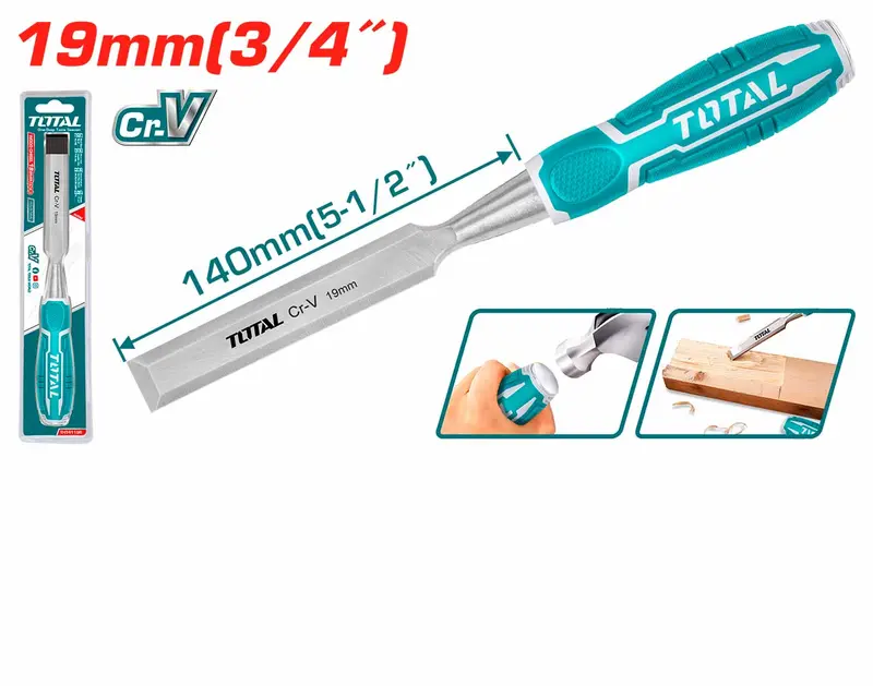 Total Tht41196 19Mm Forged Wood Chisel – Ergonomic Handle, Sharp Cutting Edge 1