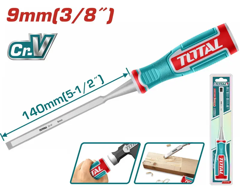 Total Tht4196 9Mm Forged Wood Chisel – Fine Detail Work, Rust-Resistant Finish 1
