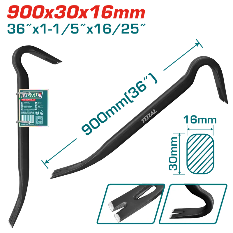 Total Tht431362 900Mm Multi-Purpose Wrecking Bar – Leverage Tool For Carpentry & Renovation 1