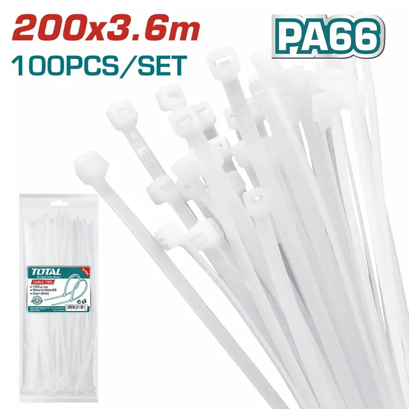 Total Thtct2001 200Mm Heavy-Duty Nylon Cable Ties (Pack Of 100) 1