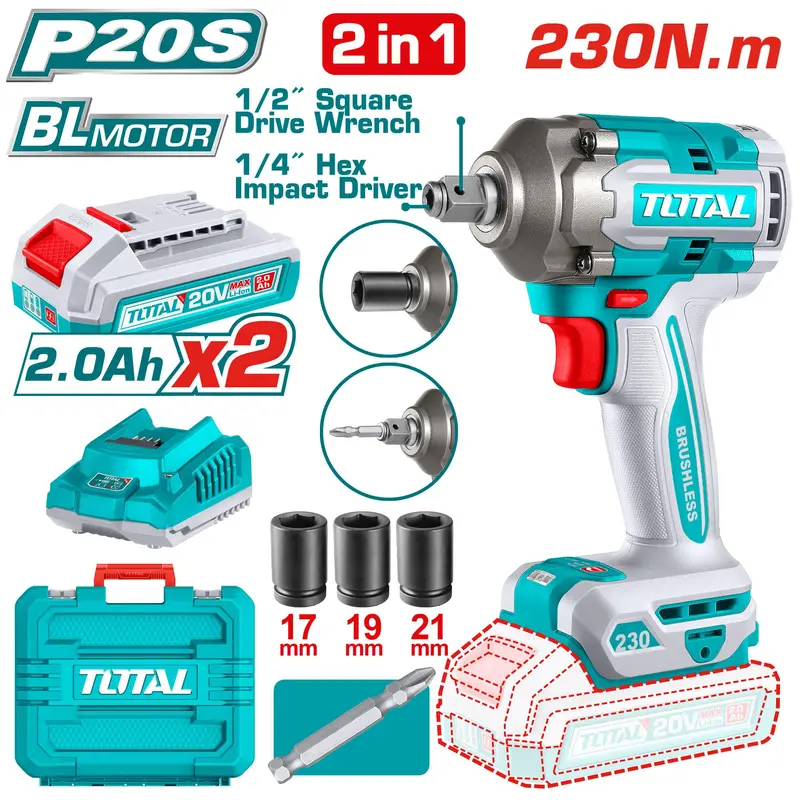 Total Tiwli20236 20V Cordless Impact Driver & Wrench Combo Tool 1