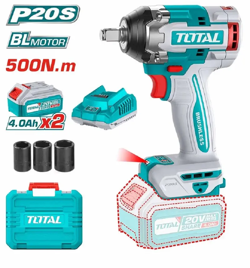 Total Tiwli2050 20V High-Torque Cordless Impact Wrench 1