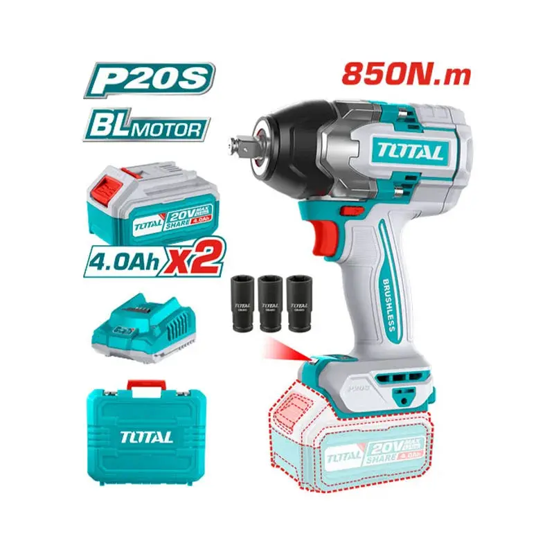 Total Tiwli2085 20V Cordless Impact Wrench – High-Torque Fastening Tool With Led Light 1