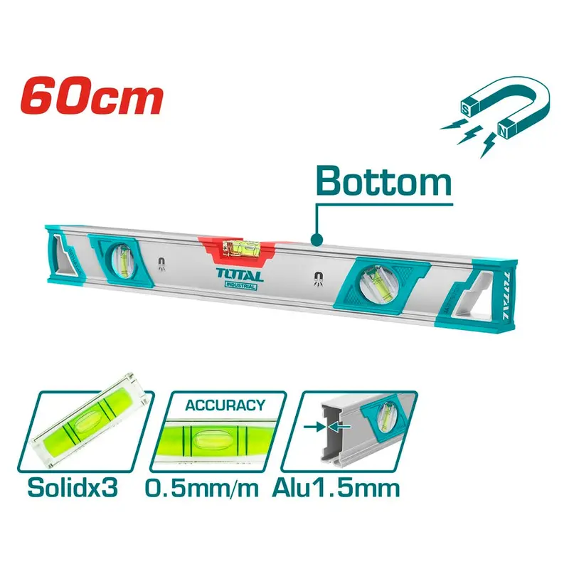 Total Tmt26086M 60Cm Precision Magnetic Spirit Level 1