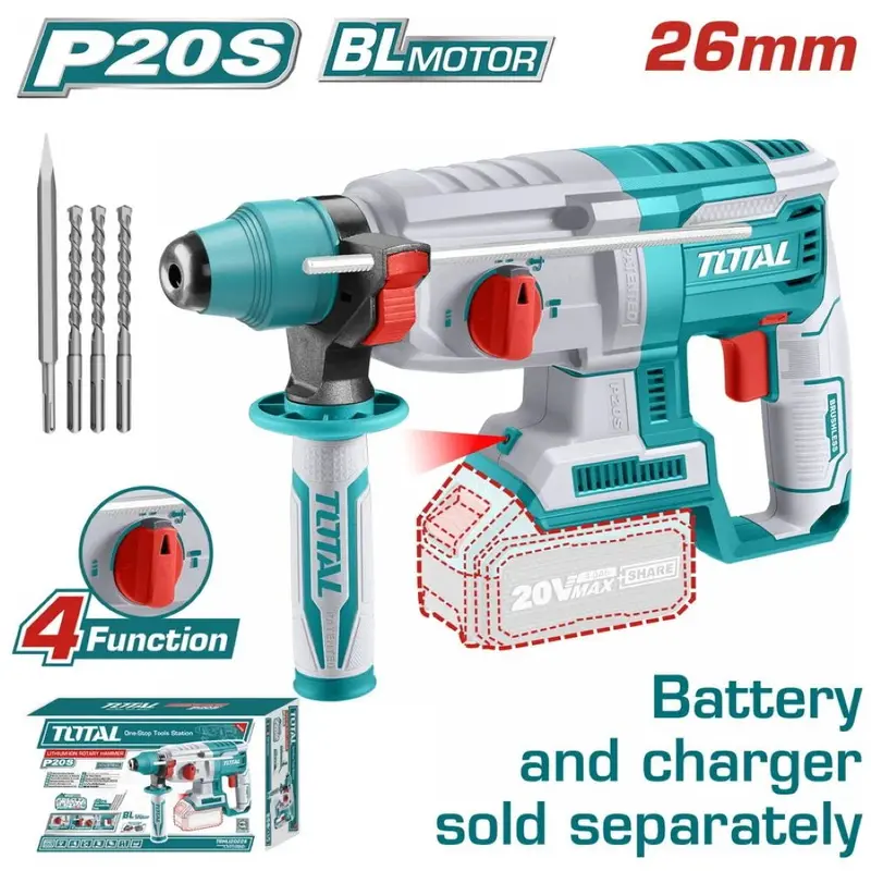 Total Trhli20228 20V Brushless Cordless Rotary Hammer (Single-Battery Kit) 1