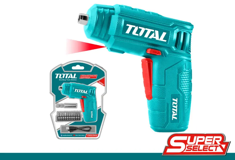 Total Ultra-Compact 4V Cordless Screwdriver – Lithium-Ion Mini Driver Tsdli0402 1