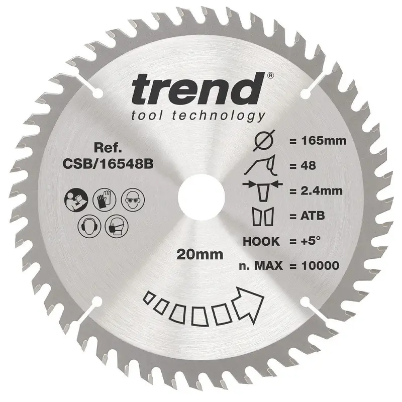 Trend Csb/16548B 165Mm Wood-Cutting Circular Saw Blade – 20Mm Arbor, 48 Tooth 1