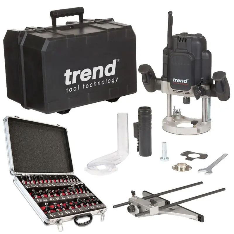 Trend T12Ek 240V 1/2" Plunge Router With 35-Piece Bit Collection 1