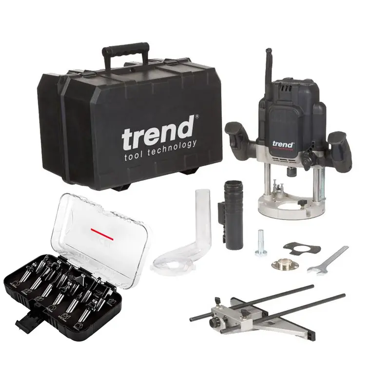Trend T12Elk 1/2" Plunge Router (110V, 2100W) With 12-Piece Bit Set 1