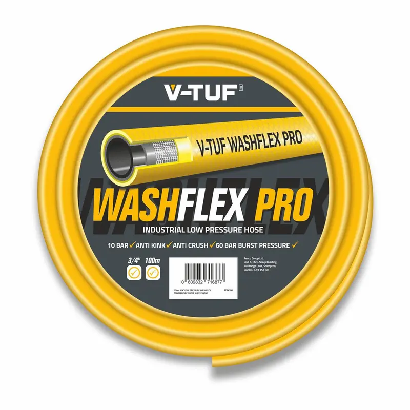 V-Tuf Bf34100 Washflex Pro Low-Pressure Hose – 100 Metres, 3/4 Inch, Durable Water Supply 1