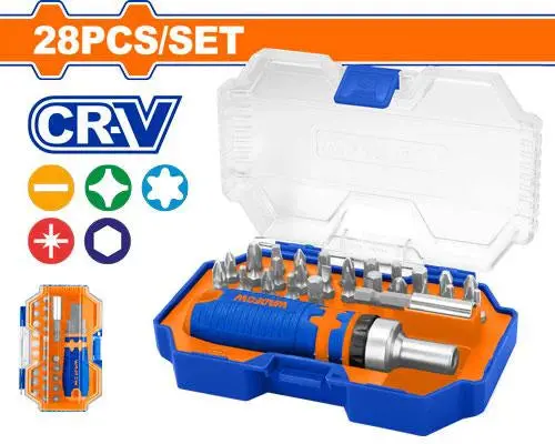 Wadfow 28-Piece Screwdriver Bit Set – Hex, Torx, Phillips, And Flathead Variants 1